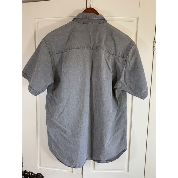 Vtg Guess‎ Jeans Shirt Men's Large Short Sleeve Buttons Gray USA Casual Office - Picture 3 of 14